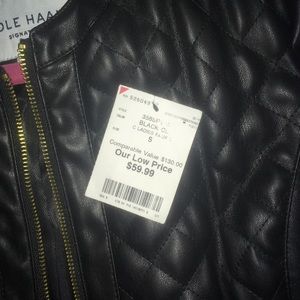 Cole Haan signature quilted black leather jacket